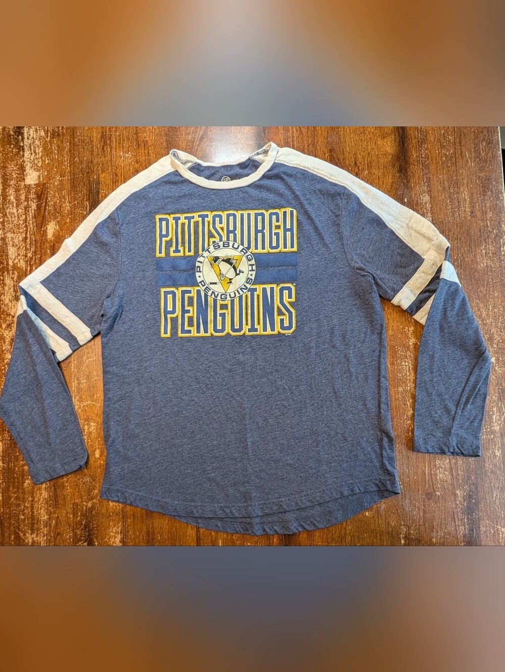 Pittsburgh Penguins Long Sleeve T-shirt Mens Large Blue NHL Hockey Sports Top